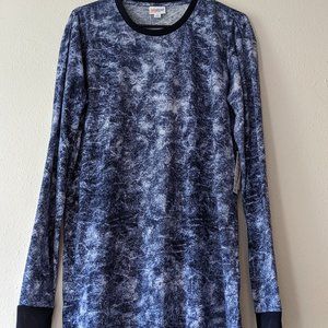 LULAROE Hudson Long Sleeve Top - Blue and White, Size Medium, LIKE NEW